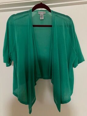 Catherines Open-Front Short Sleeve Cardigan - Teal